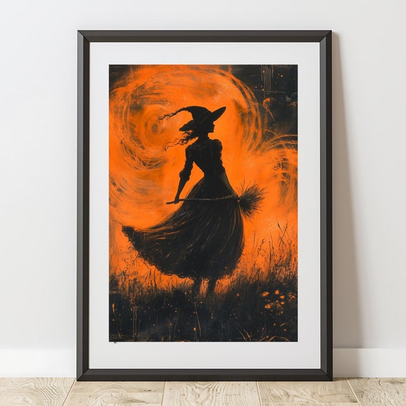 Halloween Print Colorful Wall Art Trendy Witch Art For Autumn Decor Dark Academia Bold Living Room Bedroom Prints