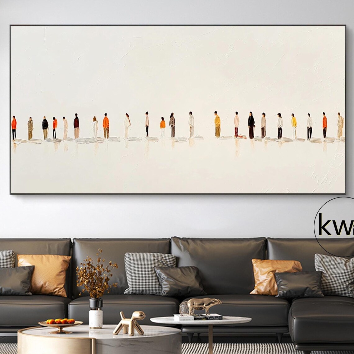 Minimalist Line of People Abstract Crowd Silhouettes Wall Art Poster