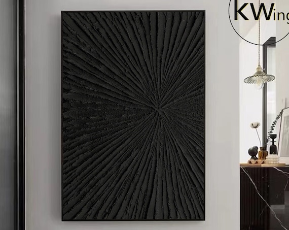 Black Textured Painting Black 3d Minimalist Painting Large Black Painting Black Abstract Wall Art Modern Textured Wall Art Minimalist Art