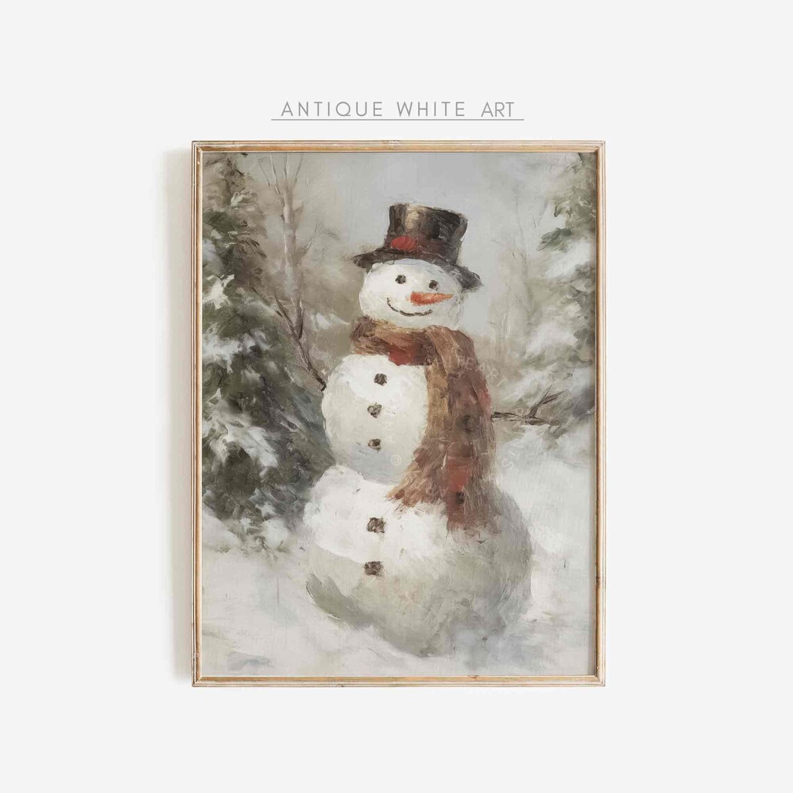 Snowman Christmas Farmhouse Winter Art Print