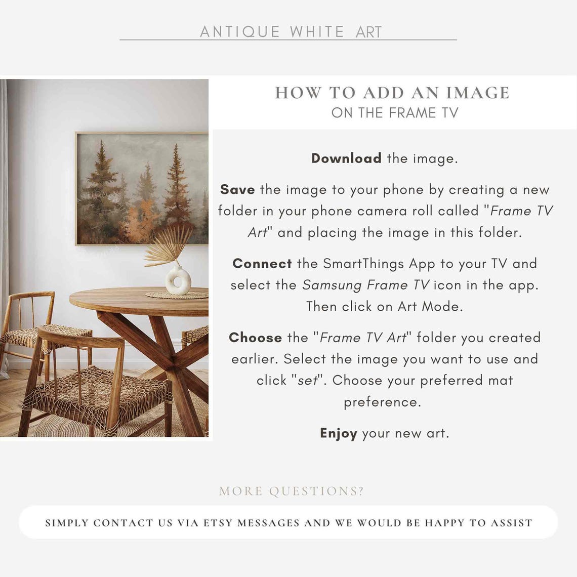 Misty Autumn Pines Soft Gray Forest Vintage Fall Frame Tv Art Poster - Image 2