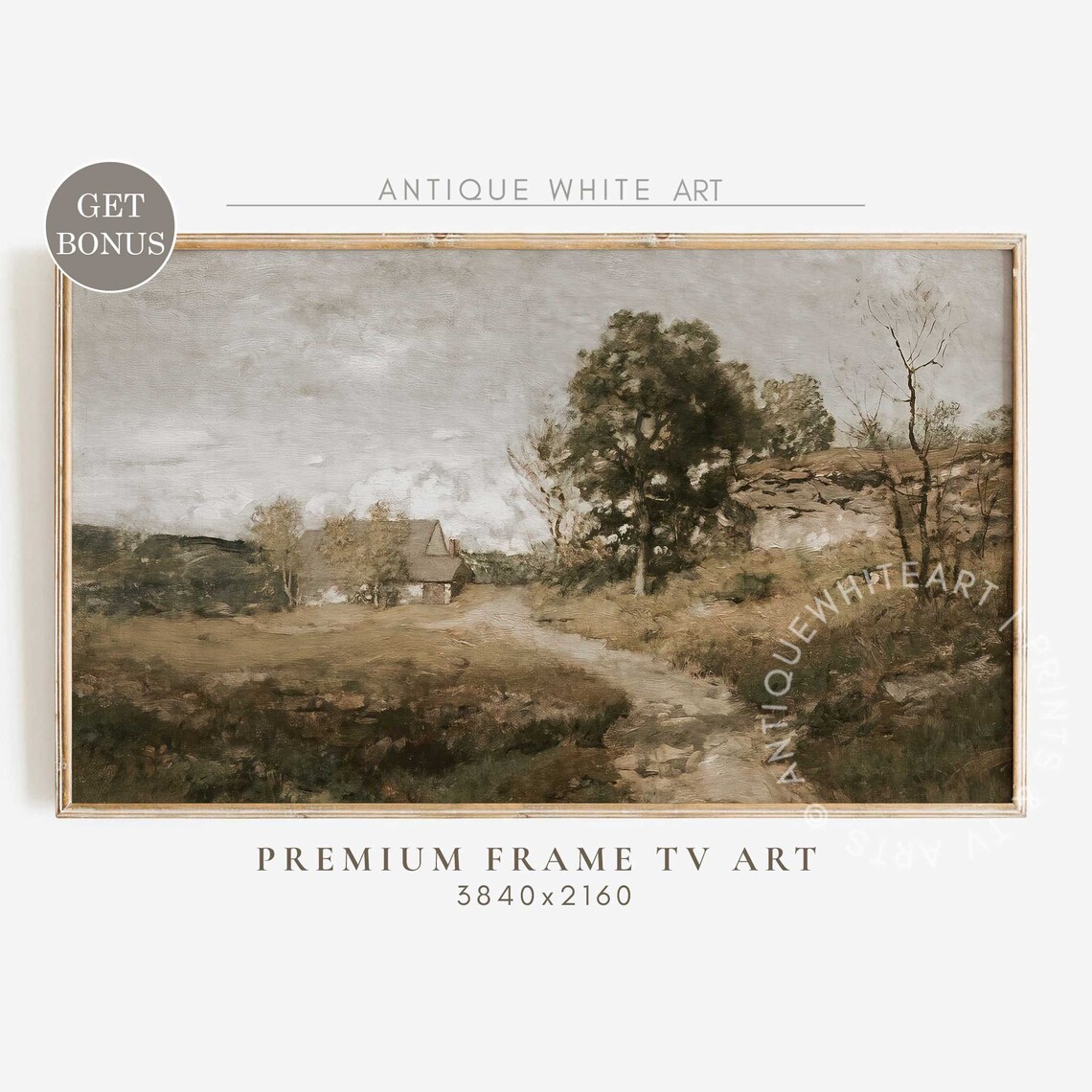 Vintage Fall Landscape Art Print, Farmhouse Country Frame