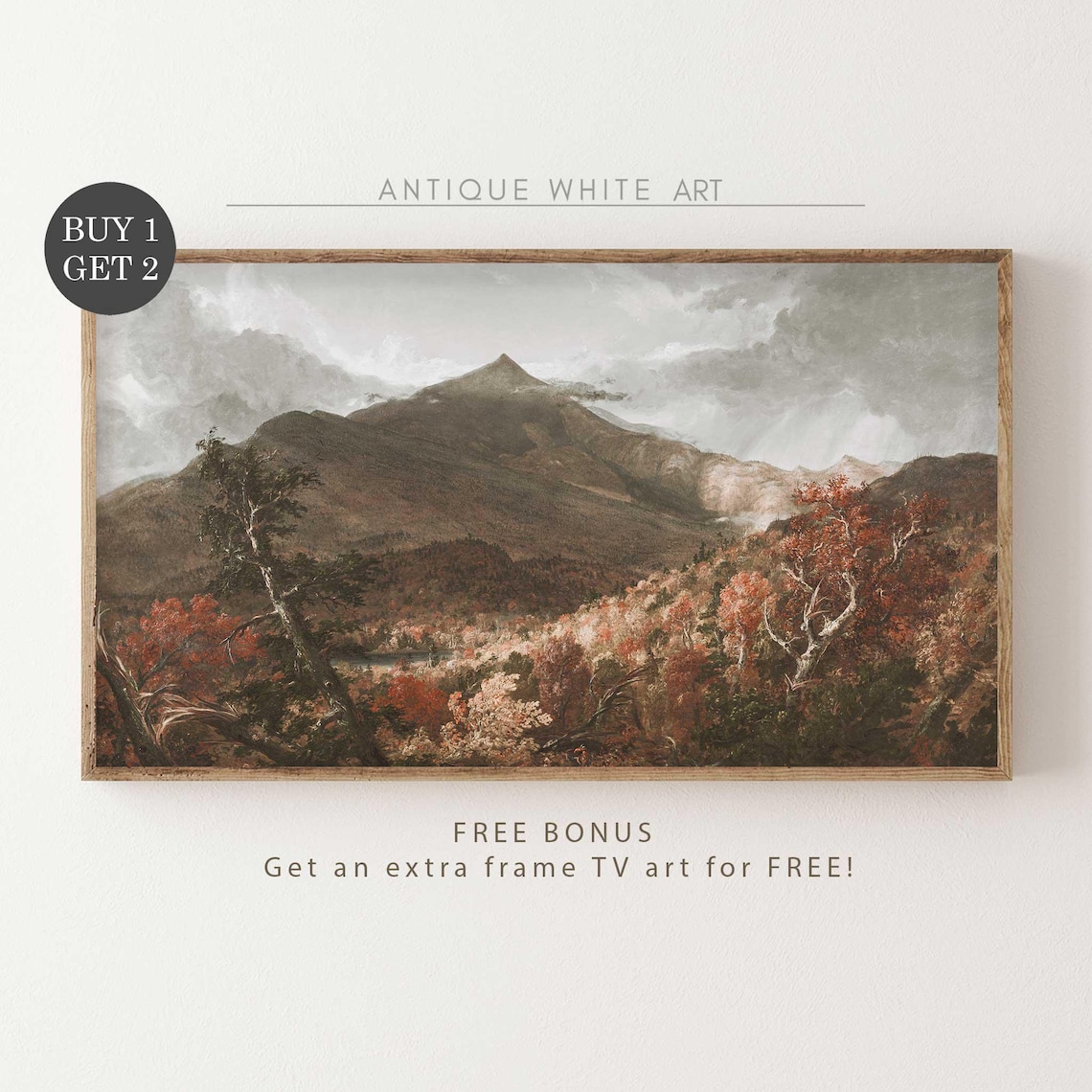 Fall Forest Landscape, Vintage Rustic Wall Art Print - Image 2