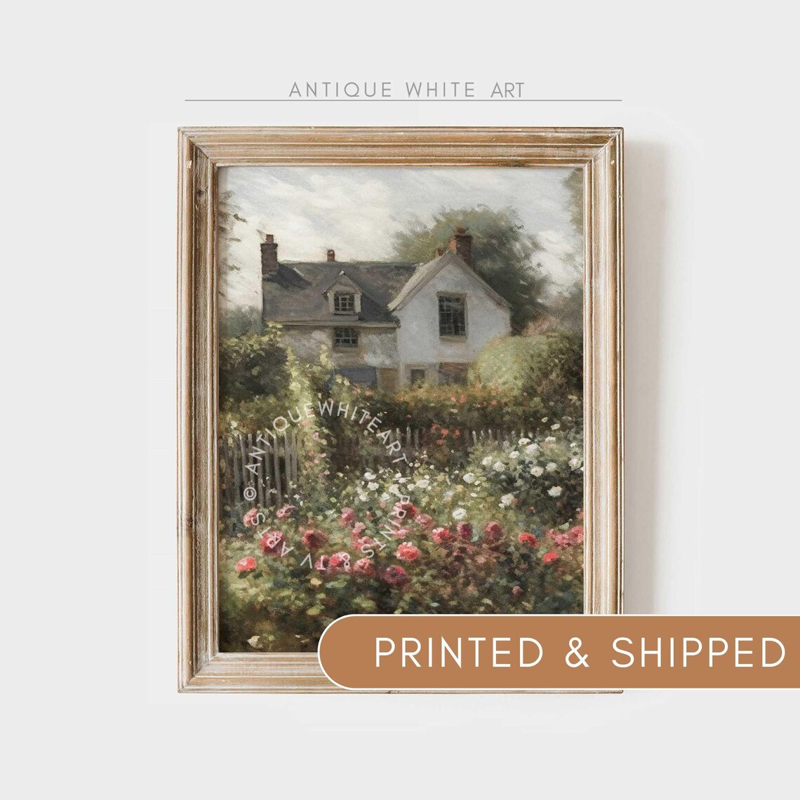 Spring Cottage Rose Garden Painting Art Print