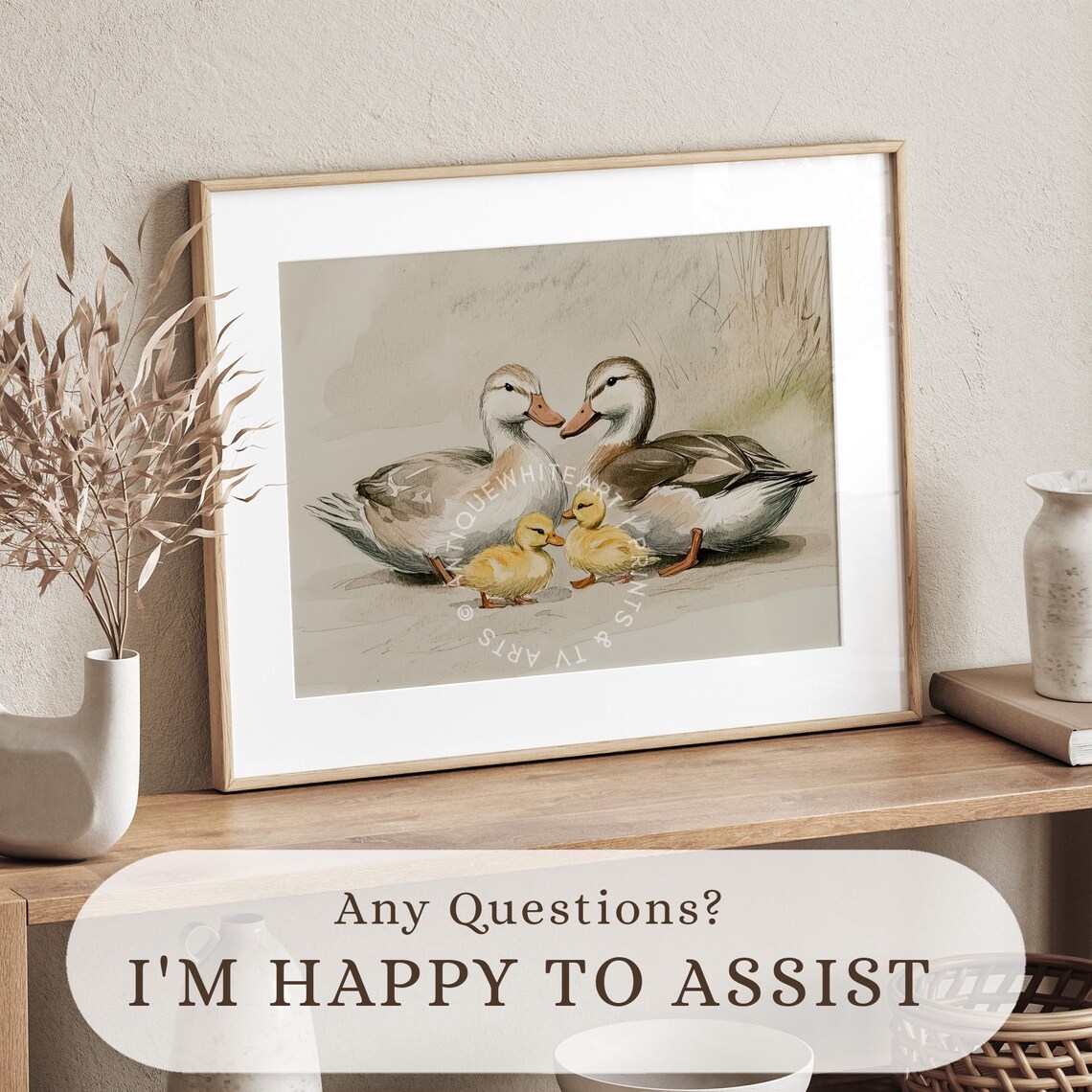 Easter Ducklings Sketch, Spring Duck Family Art - Image 4