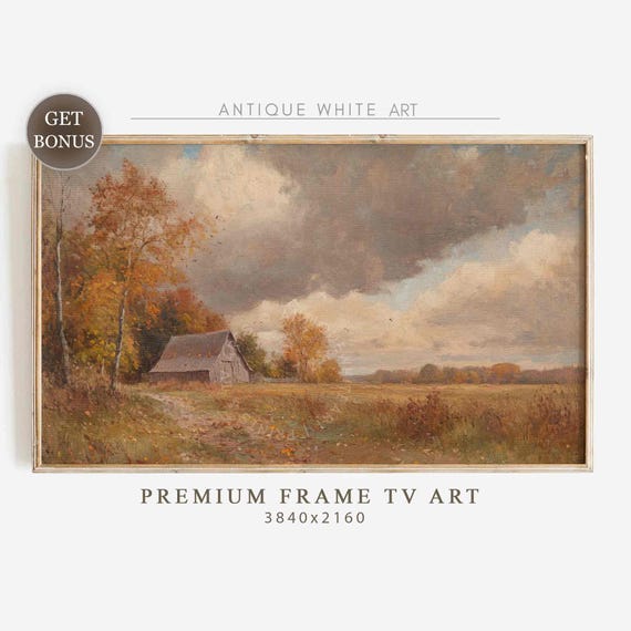 Fall Frame Tv Art Fall Landscape Painting Rustic Barn Frame Tv Art Country Fall Field Painting For Tv Vintage Style Screensaver Tv498