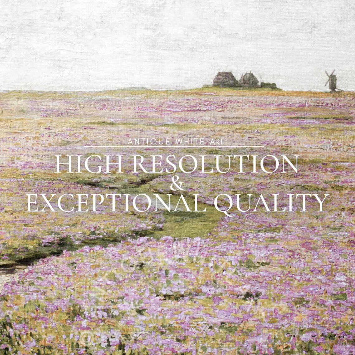 Vintage Spring Wildflower Field, Country Landscape Art Print - Image 3