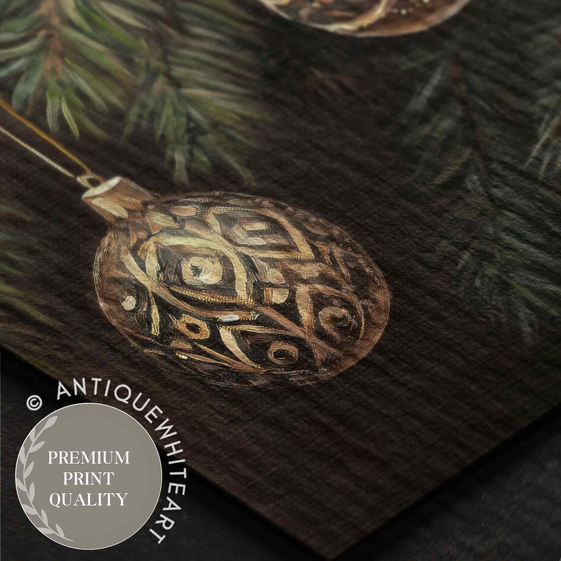 Dark Christmas Wall Art Vintage Christmas Ornaments Oil Painting Moody Winter Print Holiday Decor Christmas W160 - Image 3