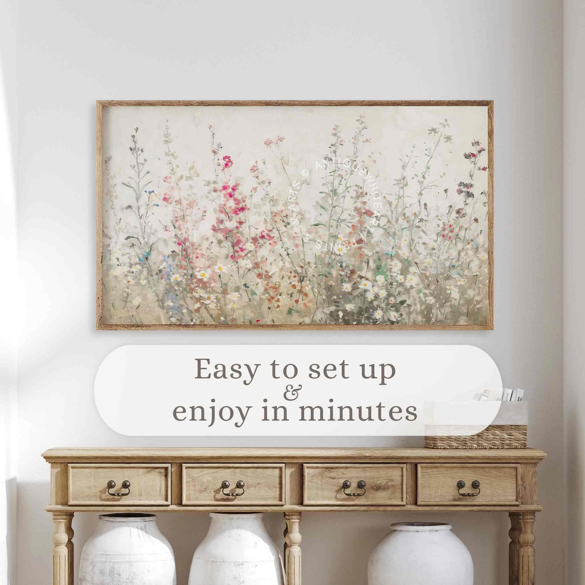 Frame Tv Art Wildflowers Art For Frametv Country Spring Flowers Neutral Tone Painting Farmhouse Tv Art Tv390 - Image 4
