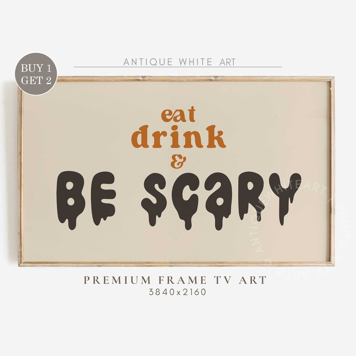 Eat Drink And Be Scary Halloween Quote Retro Typography Wall Art Print