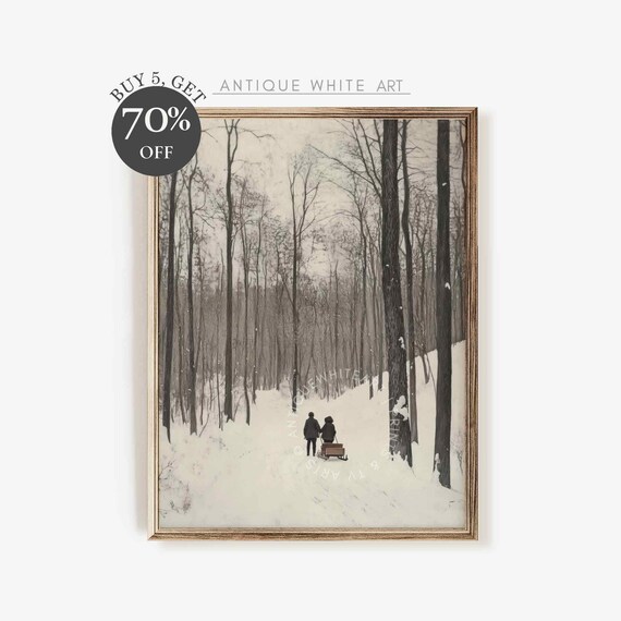 Rustic Winter Wall Art Country Christmas Print Moody Winter Scenery Farmhouse Christmas Gallery Print W127