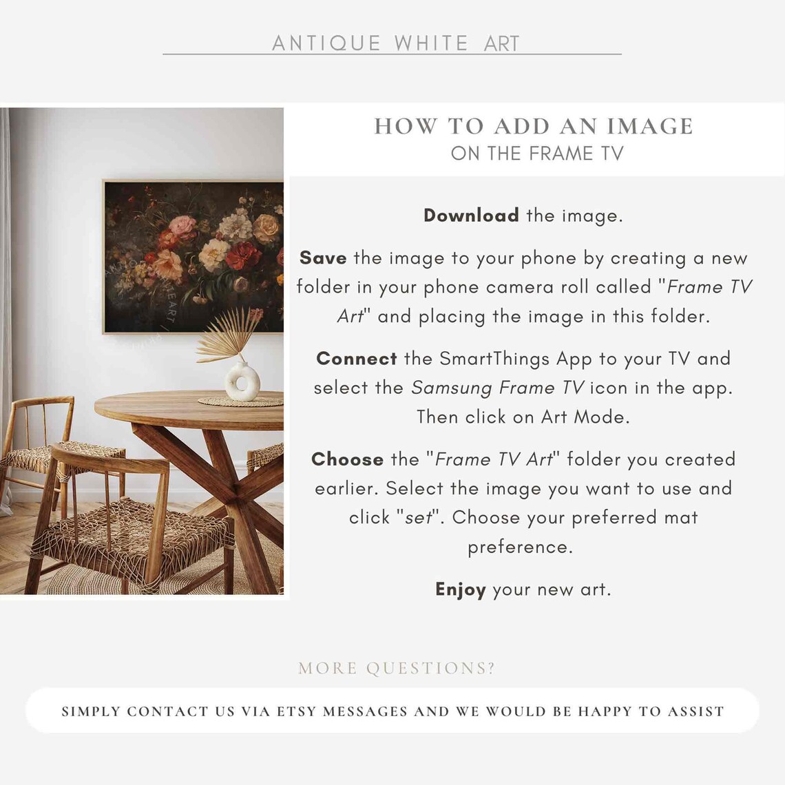 Fall Floral Frame TV Art, Moody Botanical Art Print - Image 2
