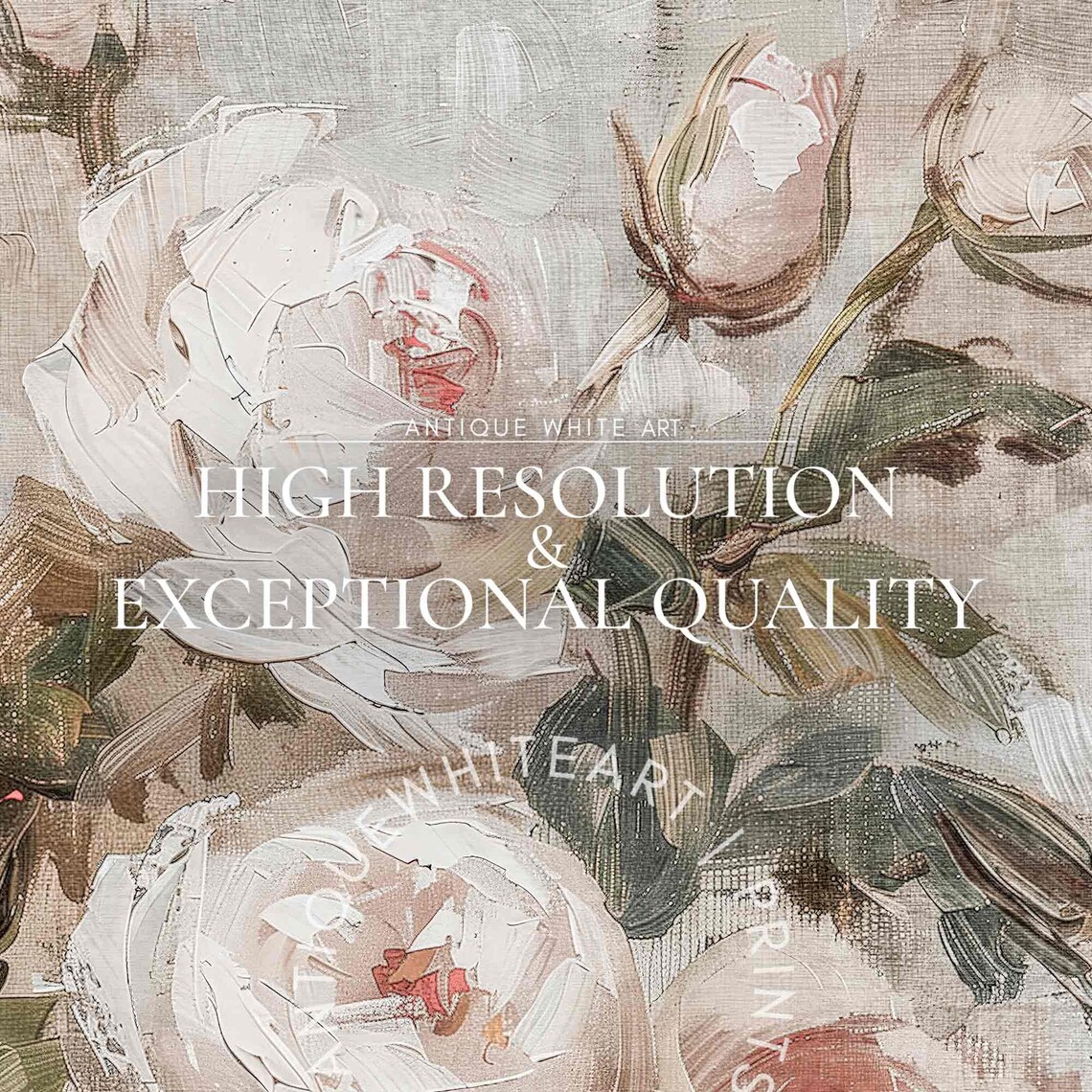 Abstract Roses Vintage Botanical Oil Painting Print - Image 3