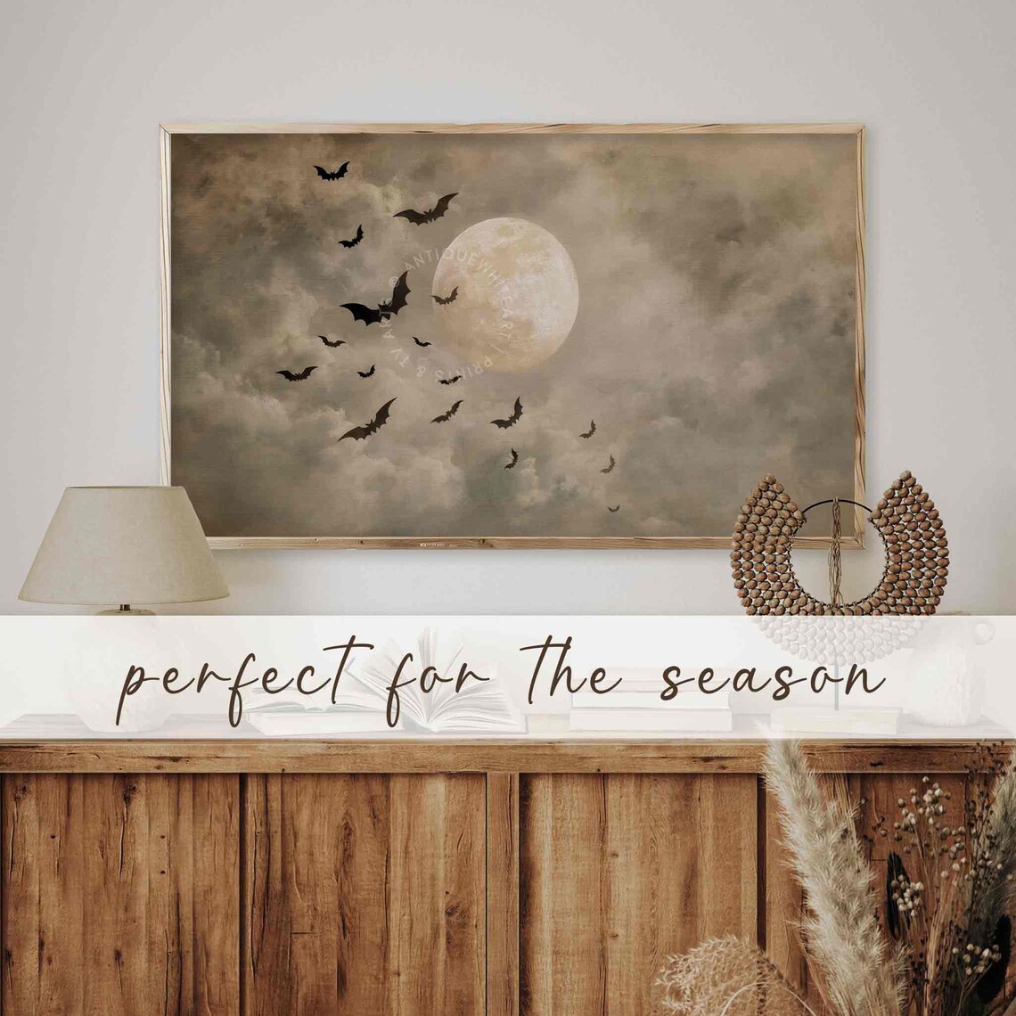 Halloween Full Moon Oil-Painting-Style Art Print - Image 2