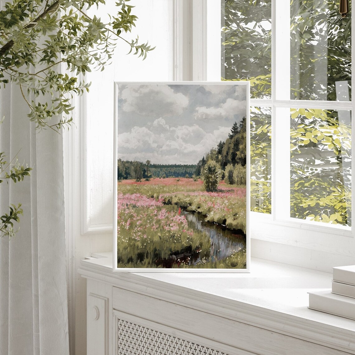 Countryside Wildflower Field Art Print, Summer Landscape - Image 3