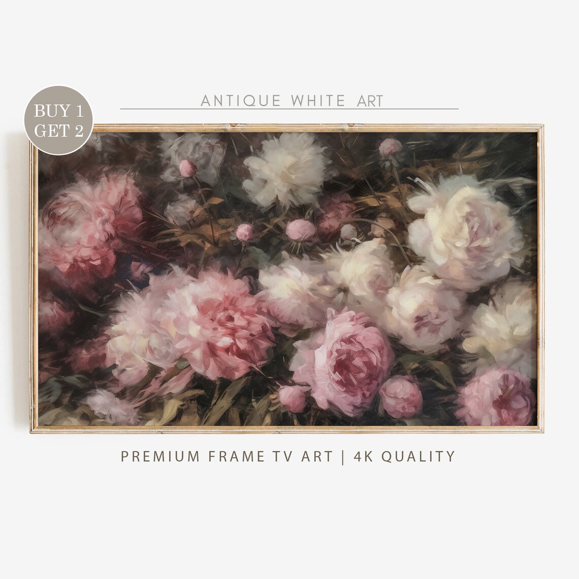 Vintage Flower Painting Spring Abstract Peonies Art Print