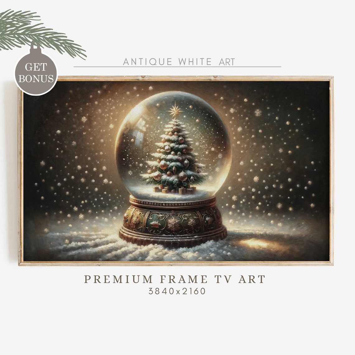 Snowglobe Christmas Tree Farmhouse Art Print