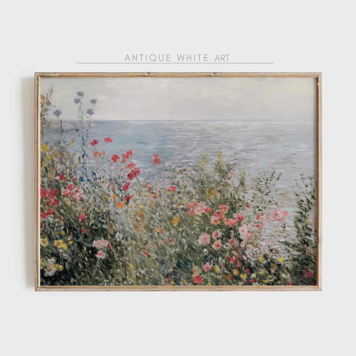 Coastal Wildflowers Vintage Summer Landscape Art Print