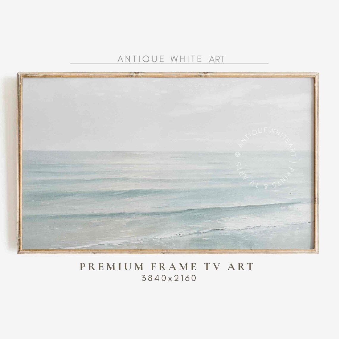 Summer Ocean Painting, Neutral Minimalist Seascape