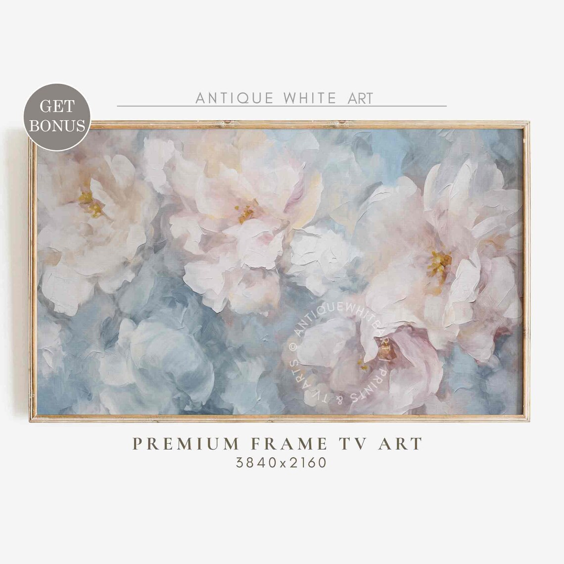 Abstract Flower Oil Painting Art Print, Neutral Tones
