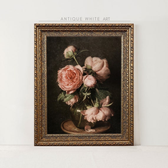 Moody Floral Vintage Still Life Art Print
