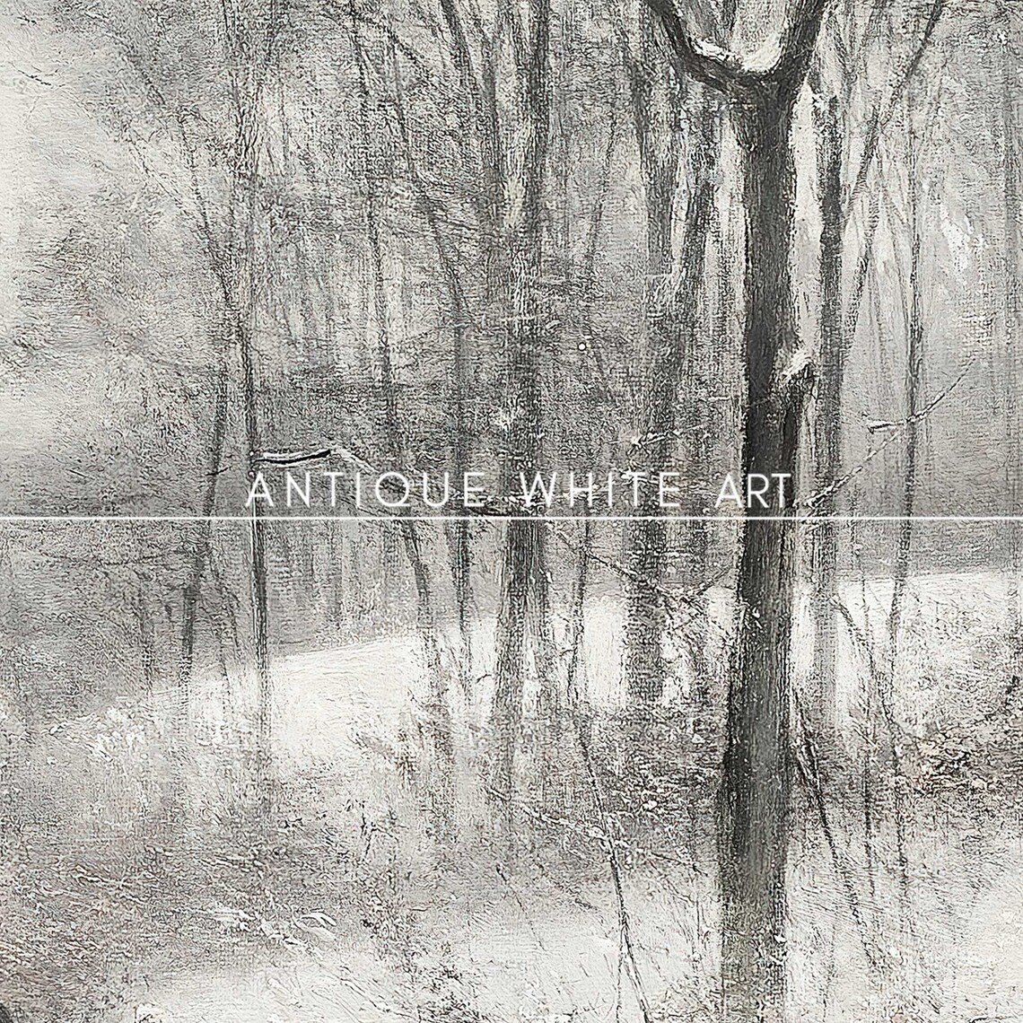 Lone Figure Snowy Woods Frozen Pond Wooden Fence Vintage Winter Print - Image 5