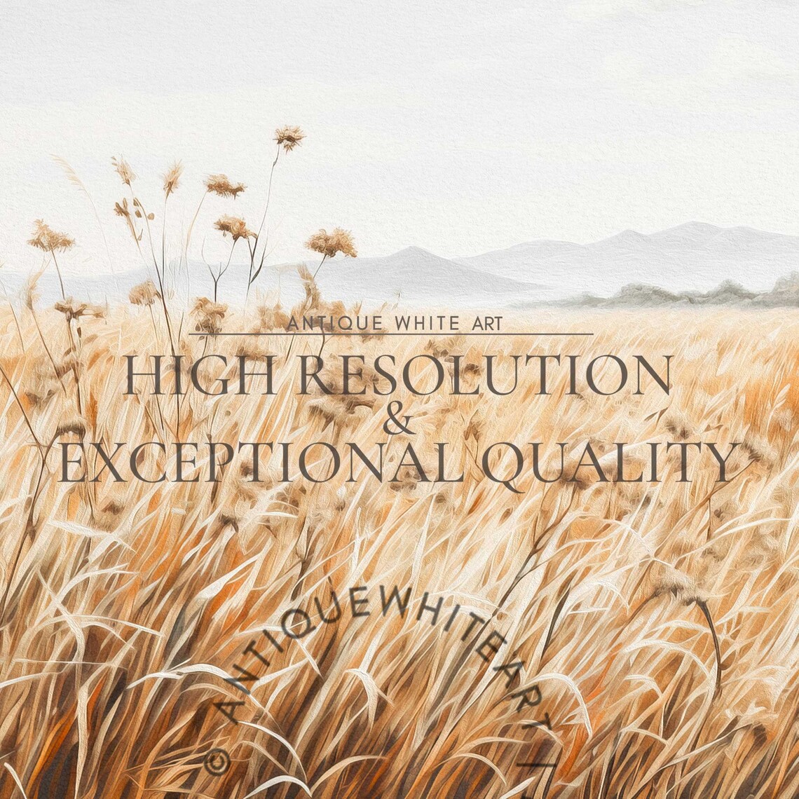 Golden Wheat Field Grass Meadow Neutral Farmhouse Wall Art Print - Image 4