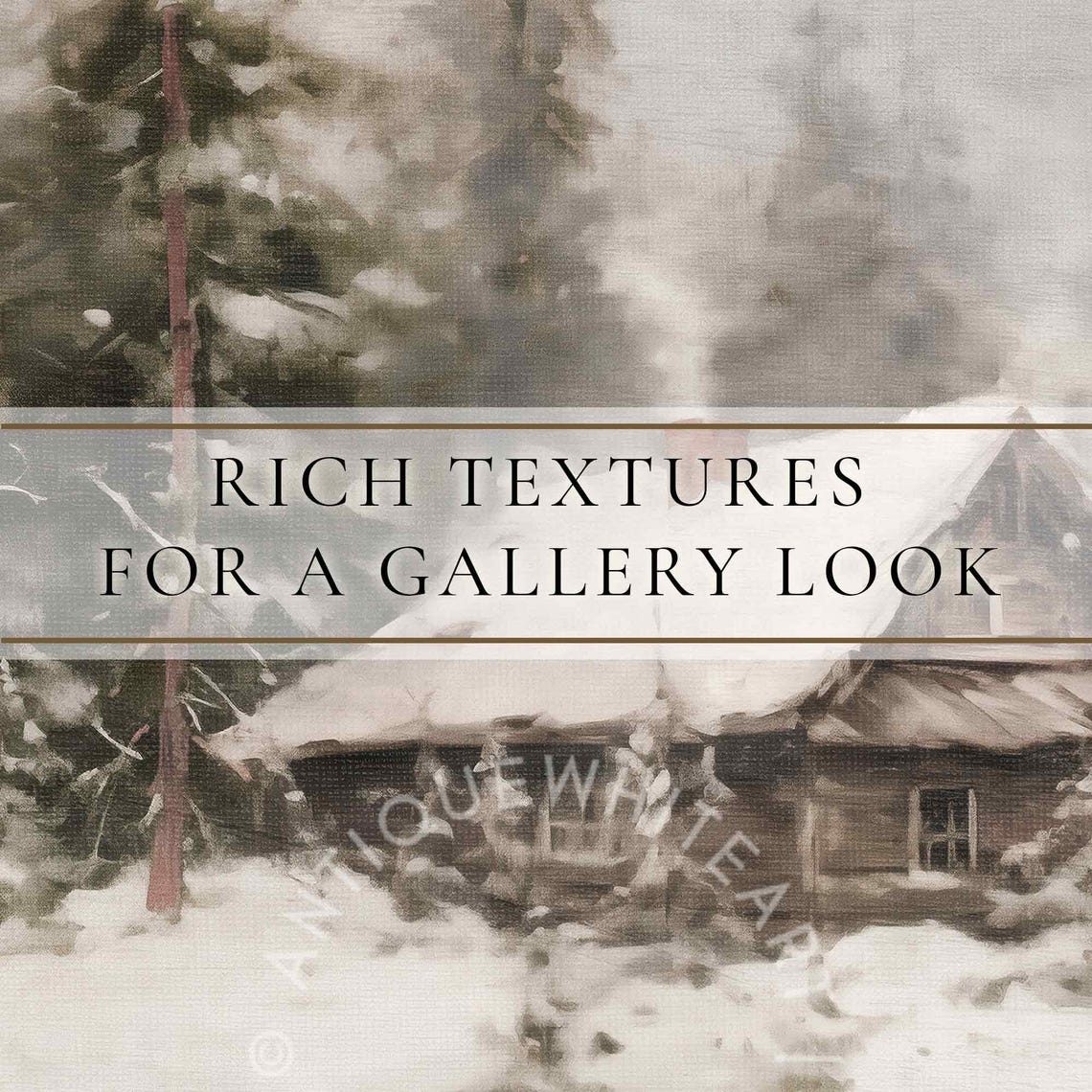 Cozy Rustic Log Cabin In Misty Snowy Pine Forest Winter Wall Art - Image 3