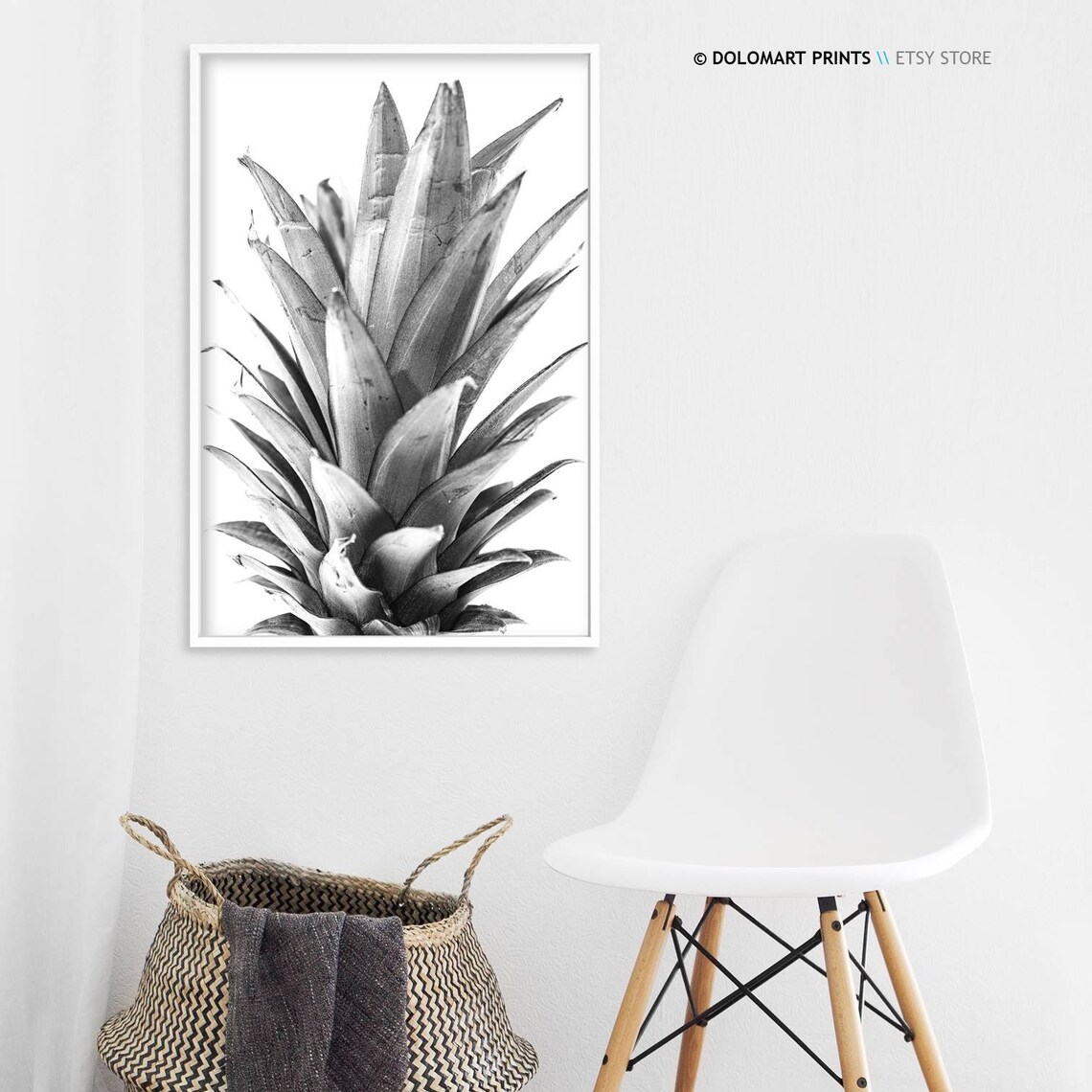 Botanical Print Ananas Print Minimal Botanical Print Modern Botanical Wall Art Tropical Leaf Print Black And White Leaf Print Art Decor - Image 3
