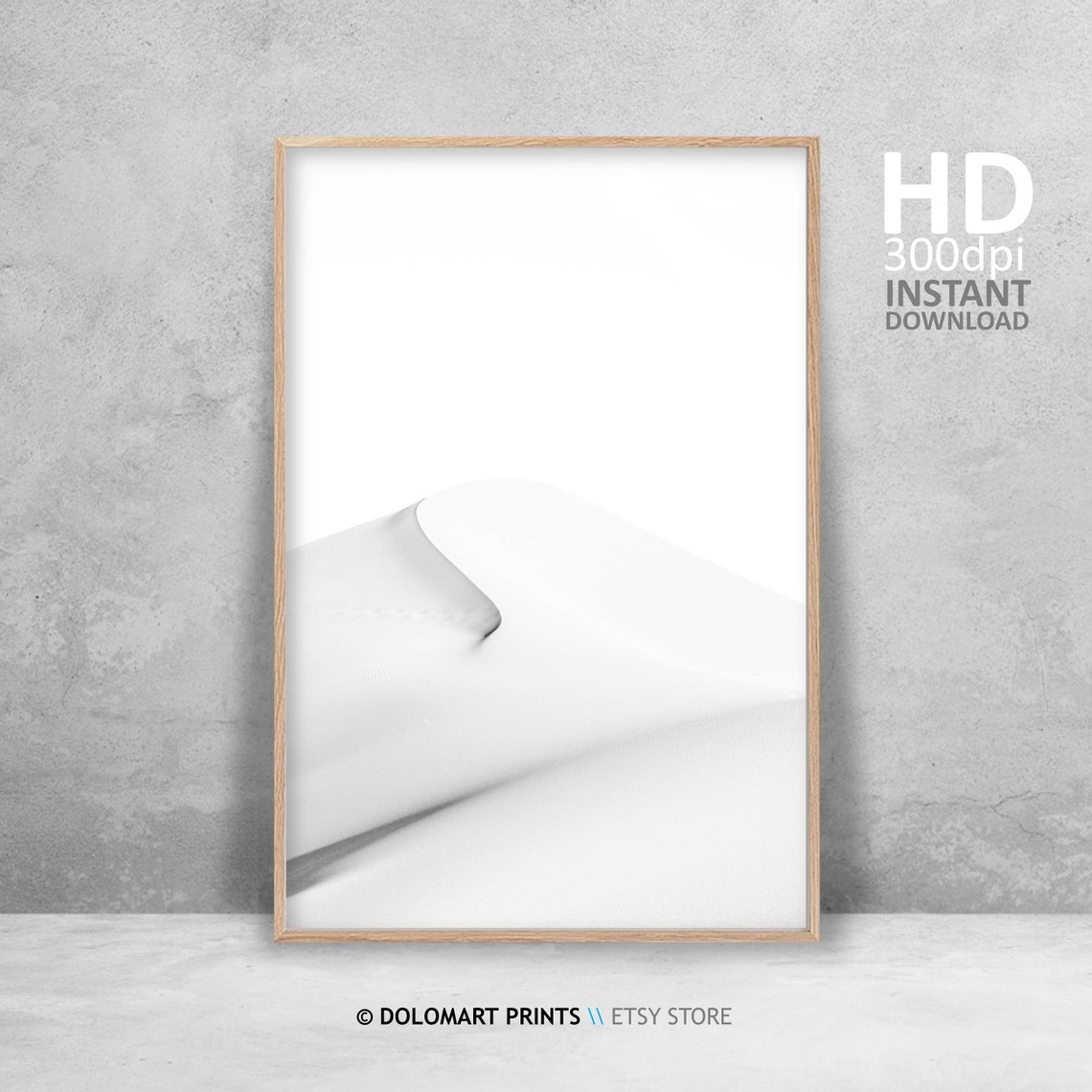 White Sand Dune Minimalist Black And White Desert Photography Poster - Image 4