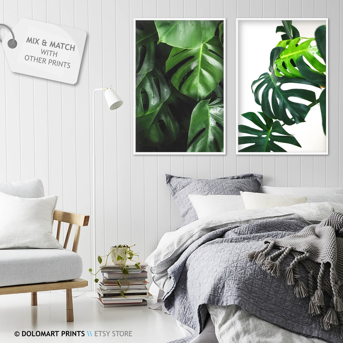 Monstera Palm Leaf Print Green Tropical Minimal Art Indoor Plant Print Botanical Artwork Green Art - Image 2