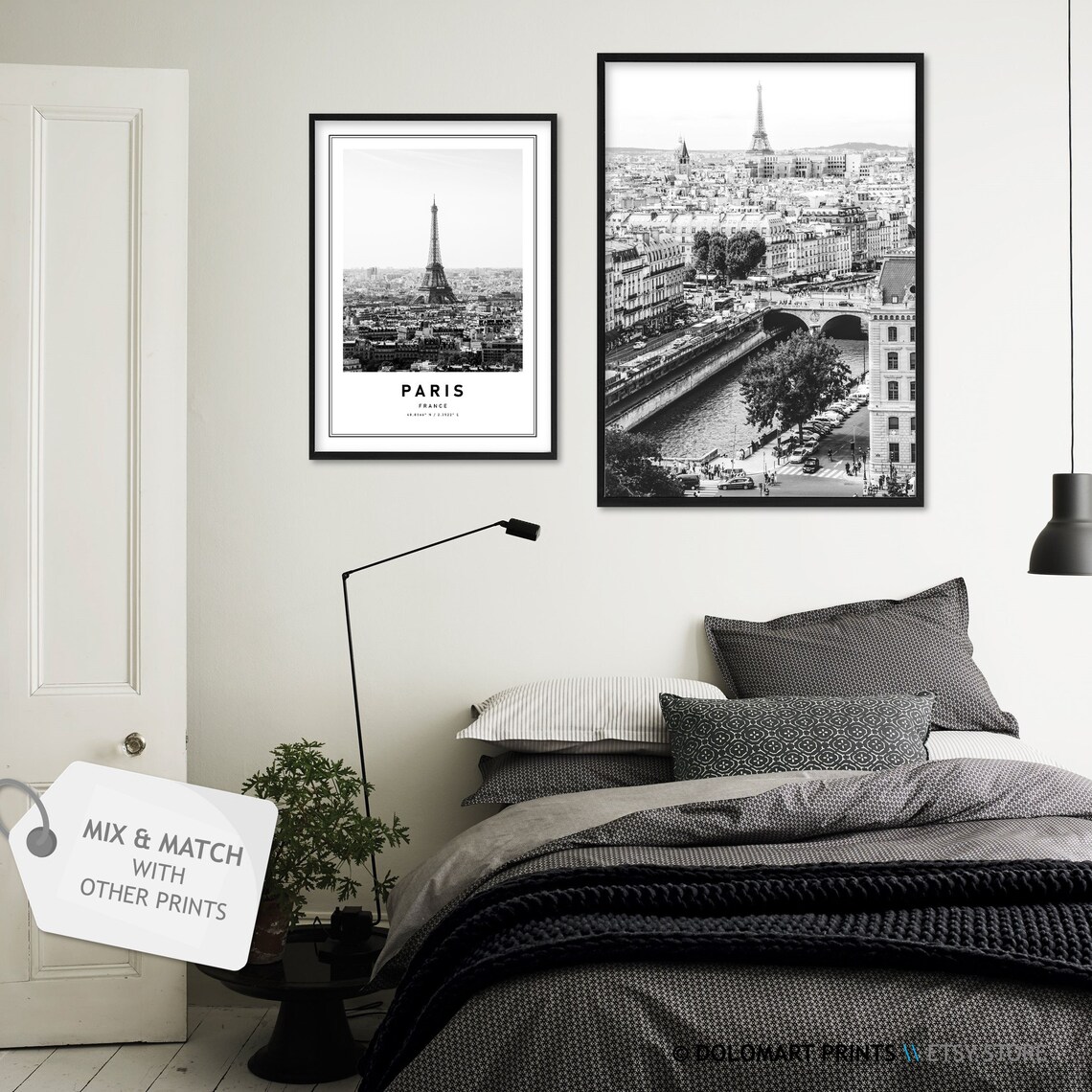 Paris France Travel Print, Eiffel Tower Coordinates - Image 2