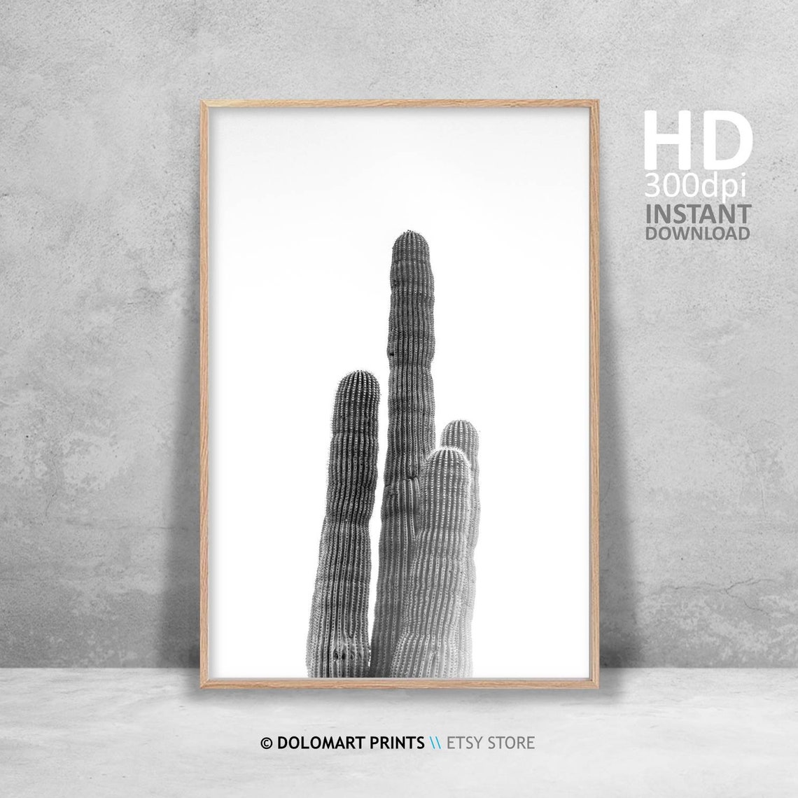 Saguaro Cactus Columns Black and White Desert Minimalist Poster - Image 4