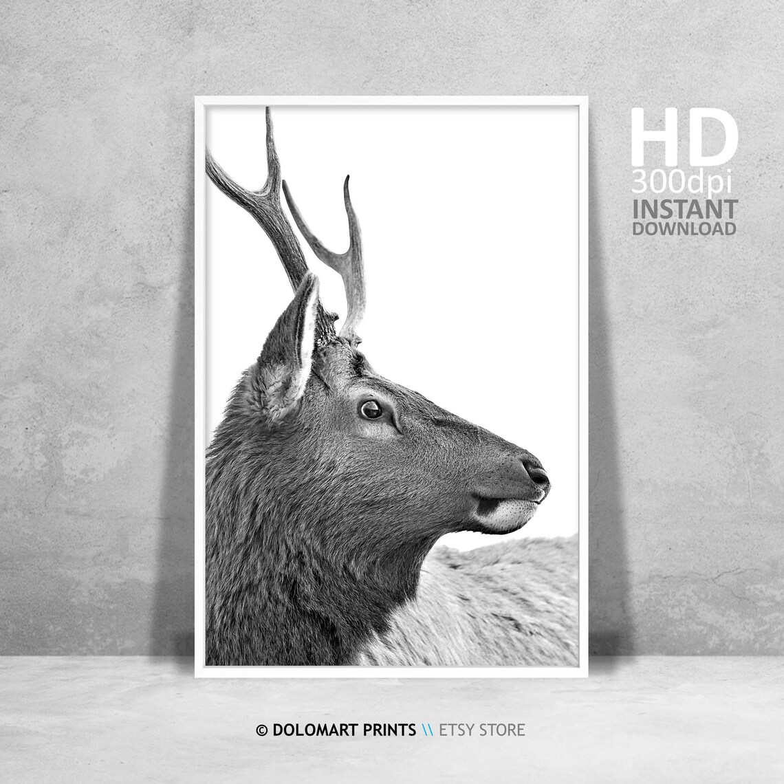 Deer Wall Art Print, Scandinavian Forest Decor