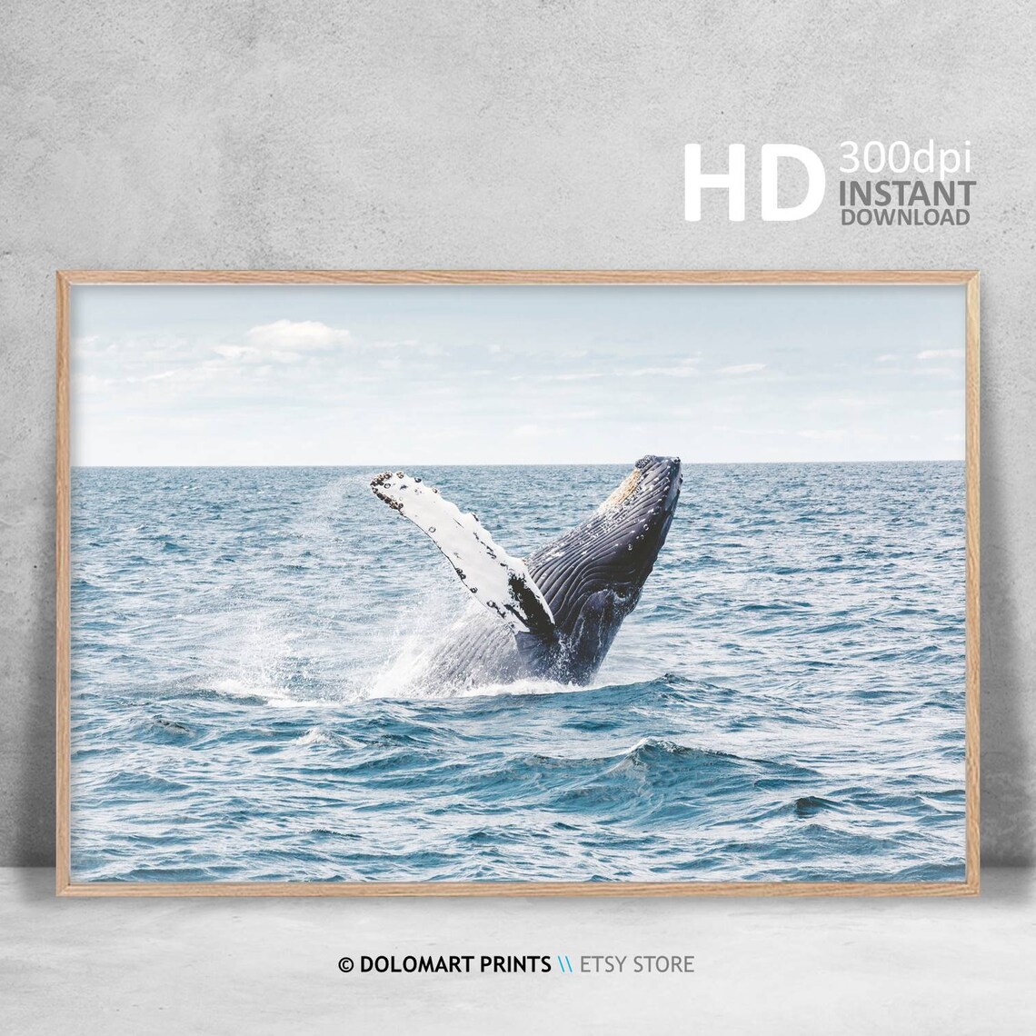 Whale Coastal Style Art Print, Beach House Decor - Image 4
