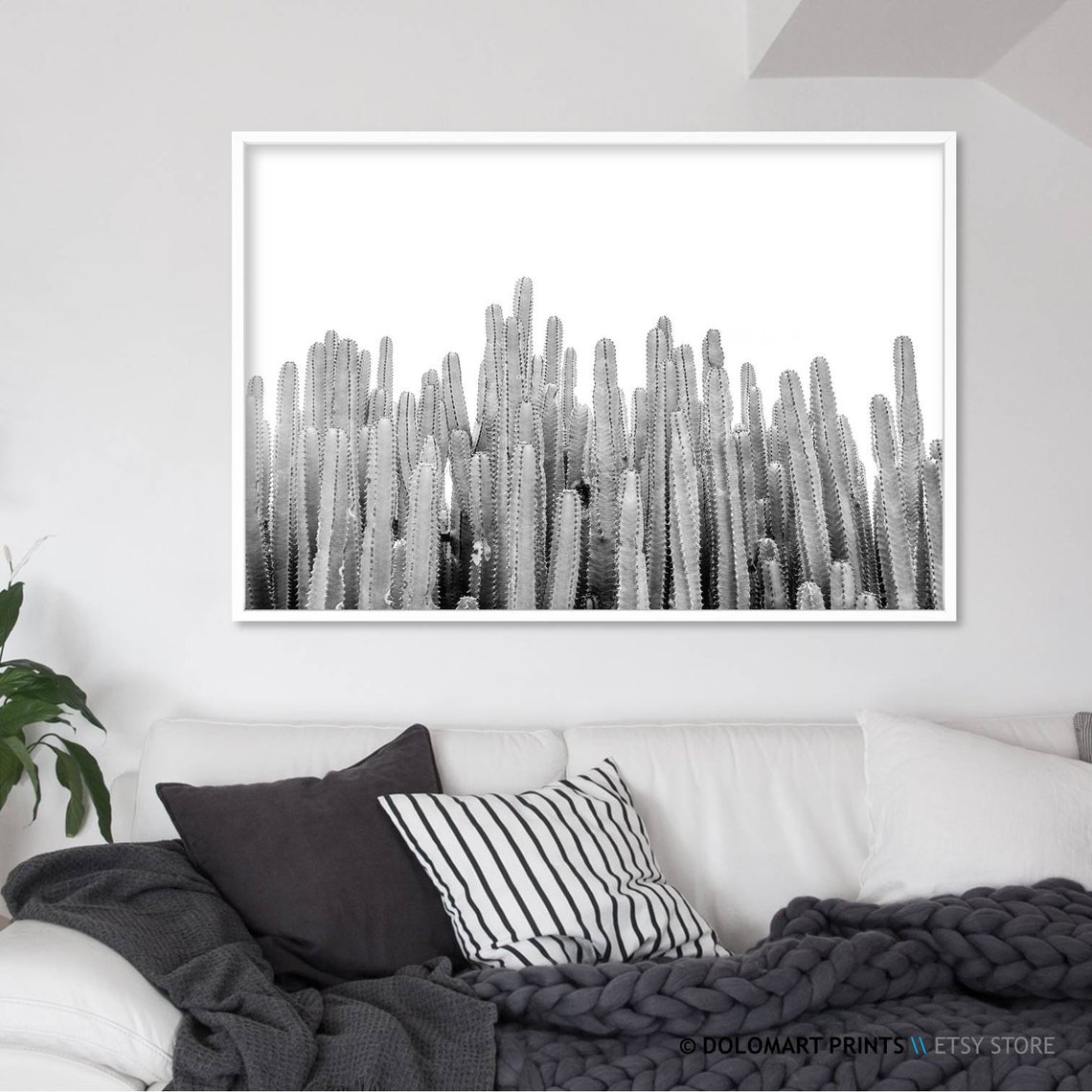 Black and White Cactus Columns Minimal Desert Botanical Poster - Image 2