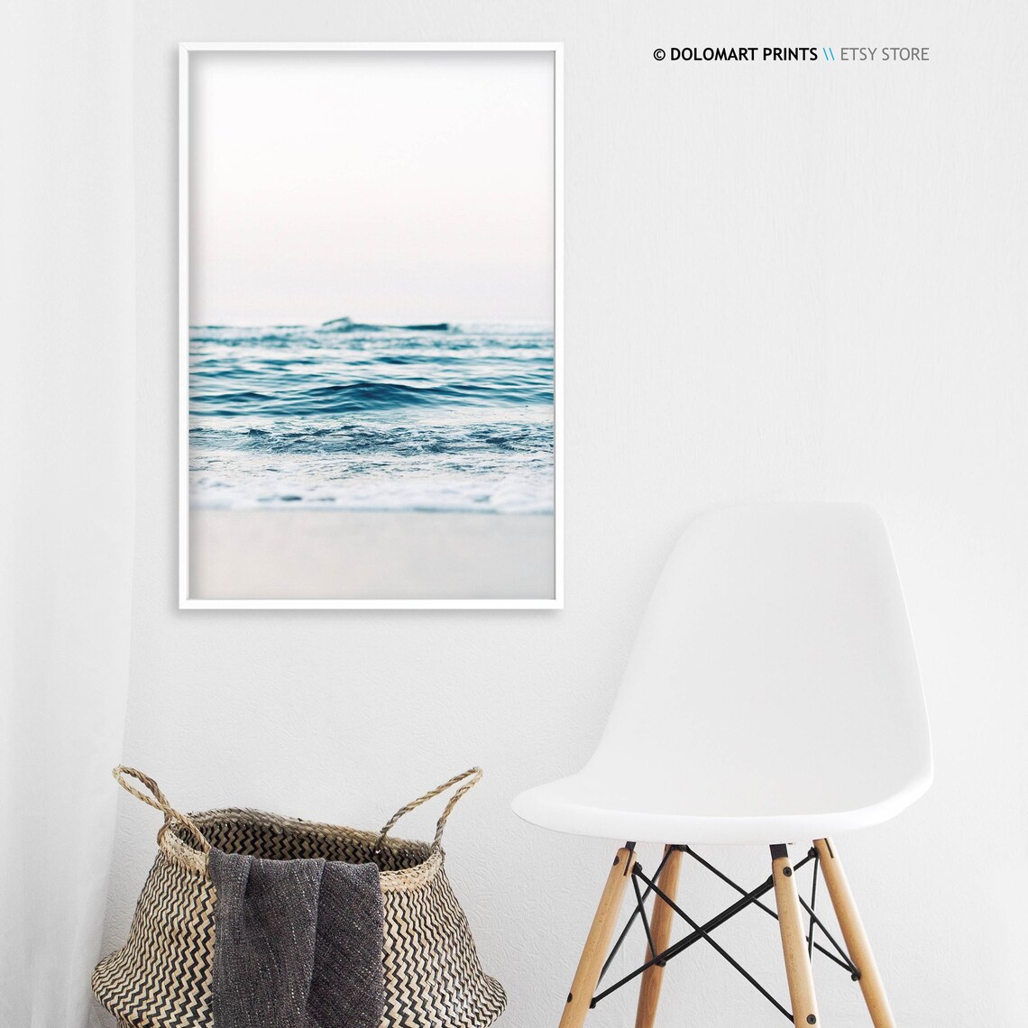 Ocean Art Print, Modern Minimalist Coastal Waves - Image 3