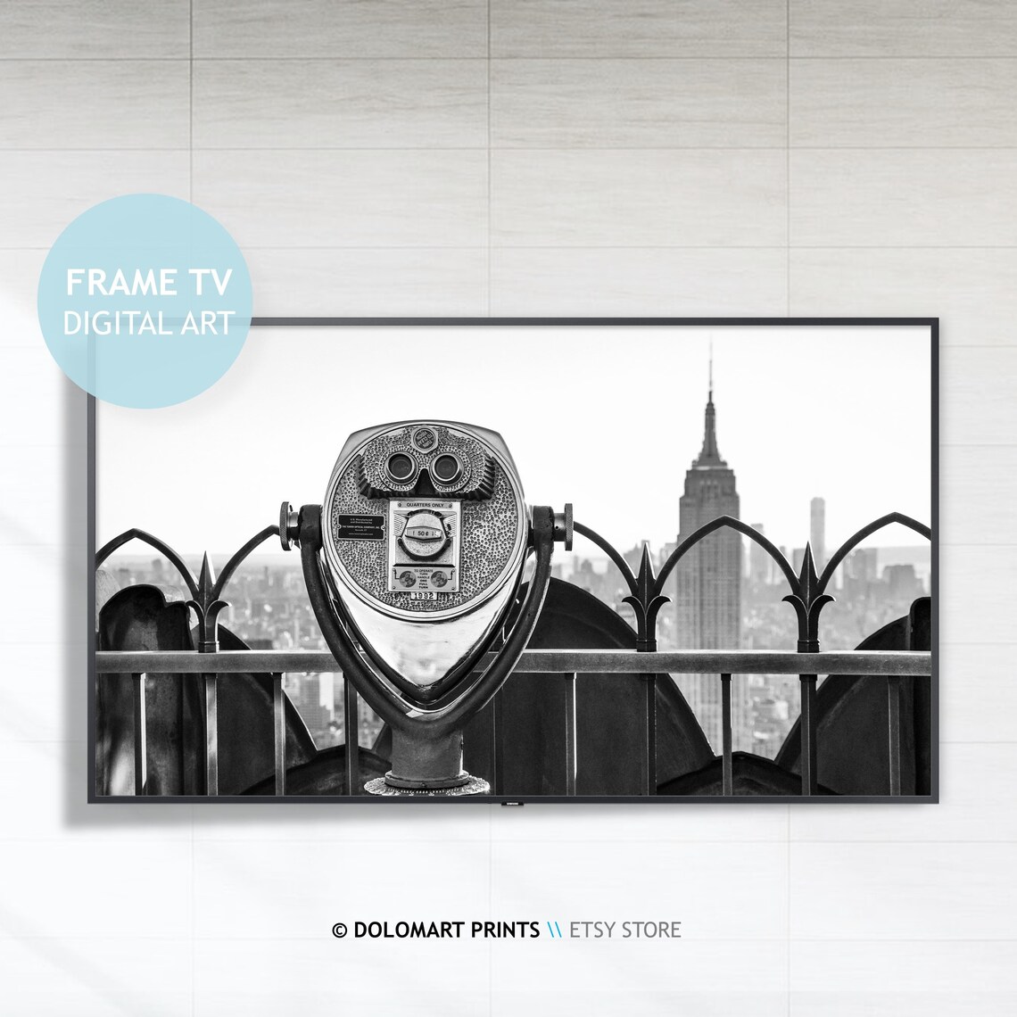 New York Manhattan Skyline Art Print, Black And White