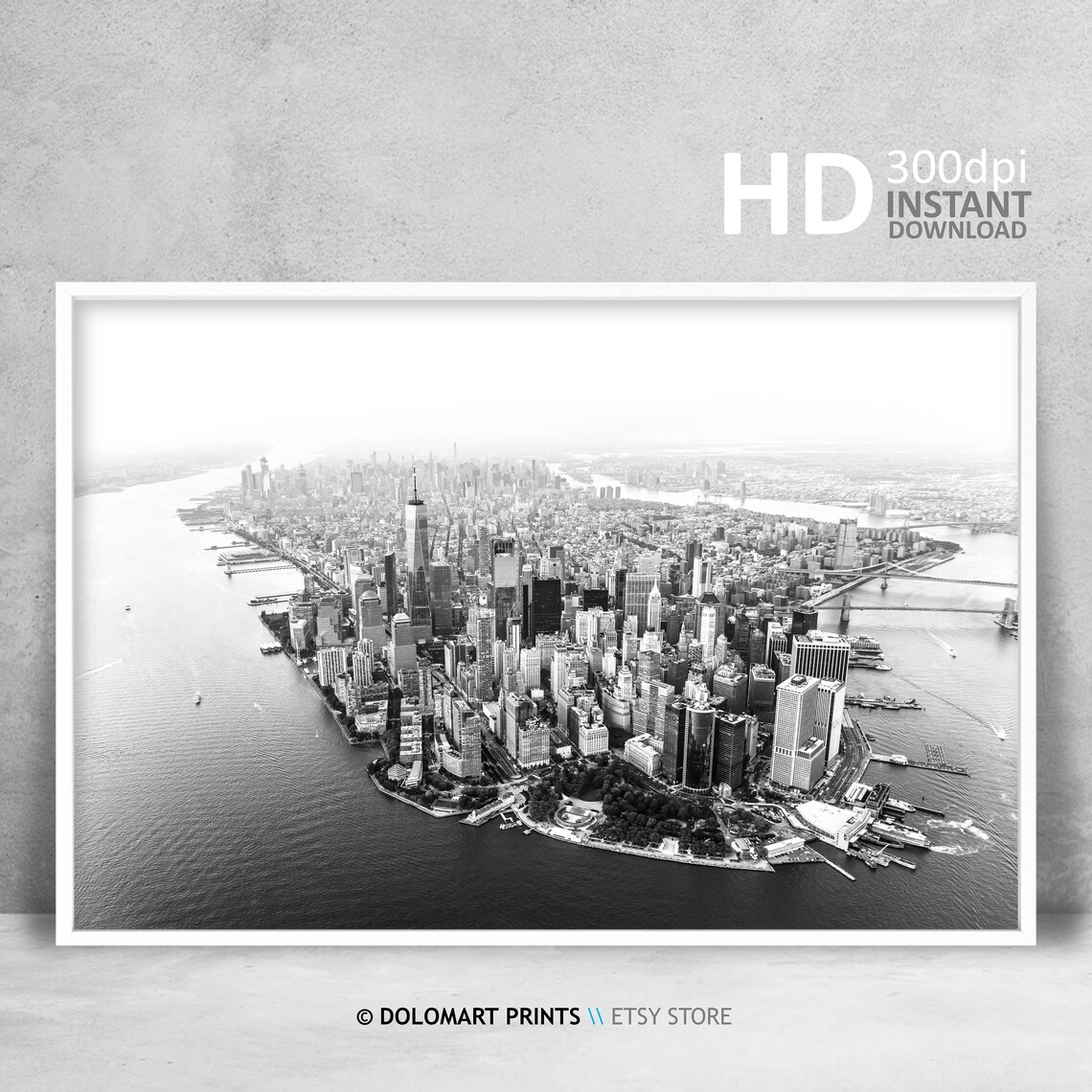 New York Black And White Aerial City Poster Art