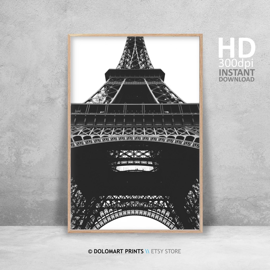 Eiffel Tower Looking Up Black And White Paris Landmark Poster - Image 4