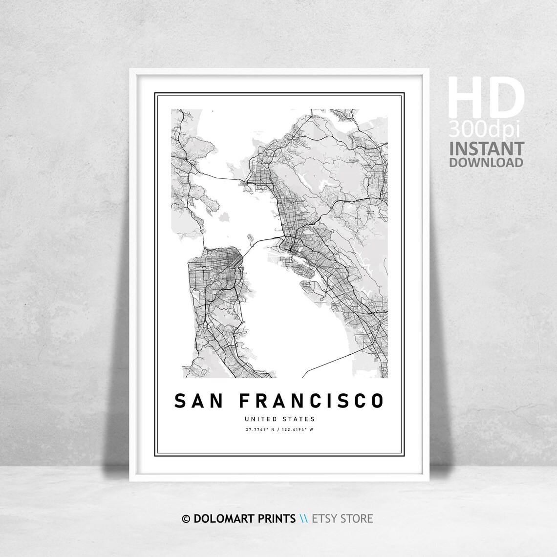 San Francisco Map Print, California City Map Poster