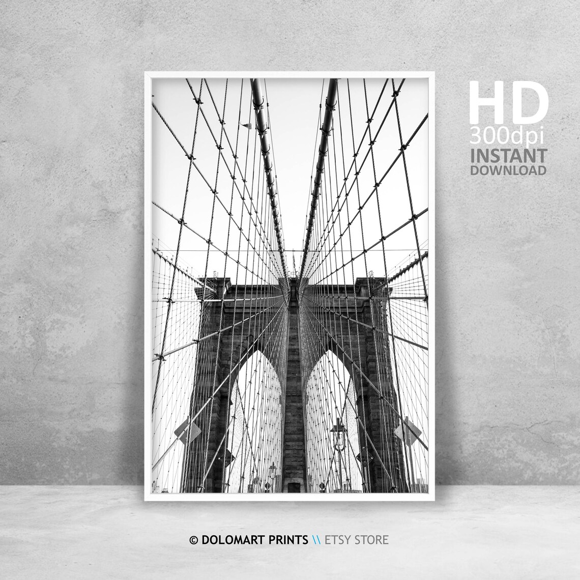 Brooklyn Bridge Black And White Architecture Print