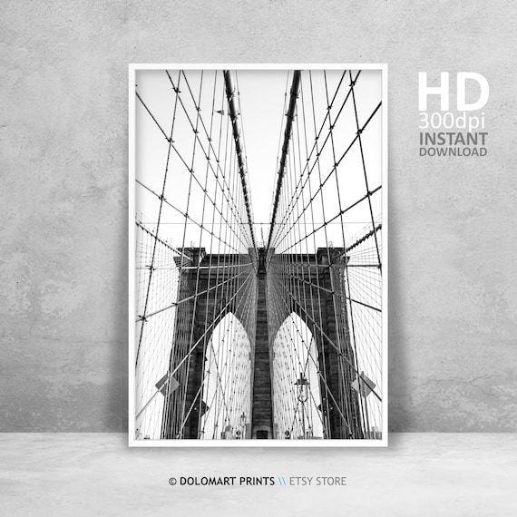 Brooklyn Bridge Black And White Architecture Print