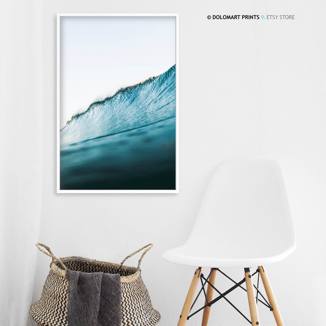 Turquoise Wave Rising Diagonal Ocean Surface Photography Poster - Image 3