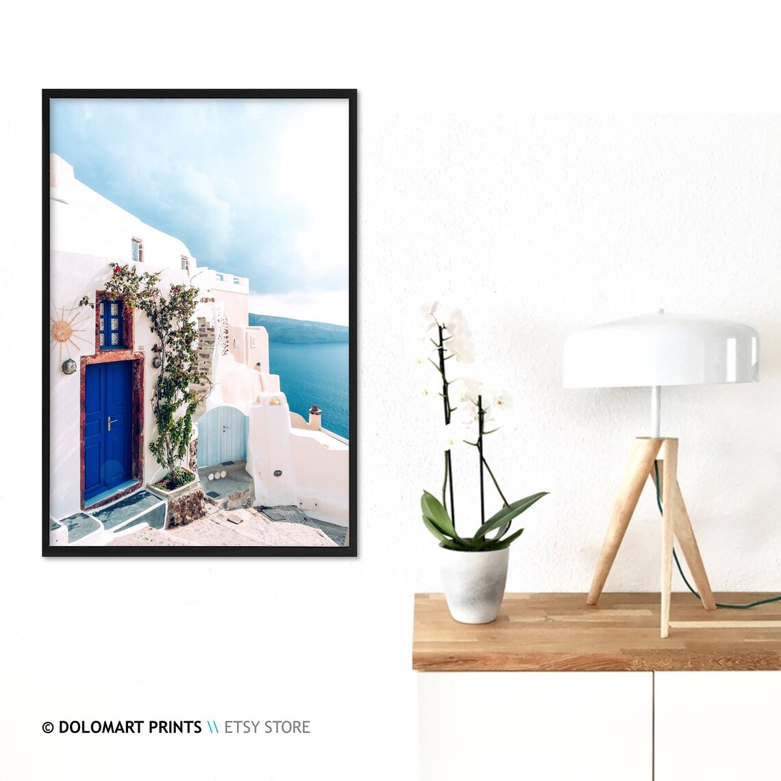 Retro Beach House Art Print, Greece Coastal Decor - Image 3