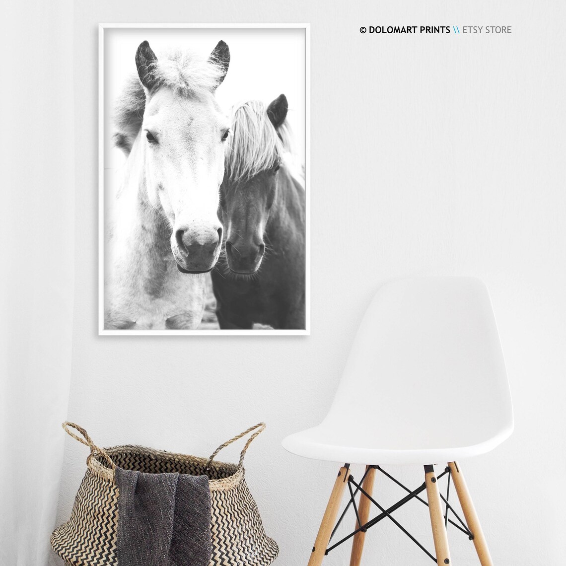 Horses Black and White Print, Scandinavian Art Print - Image 3