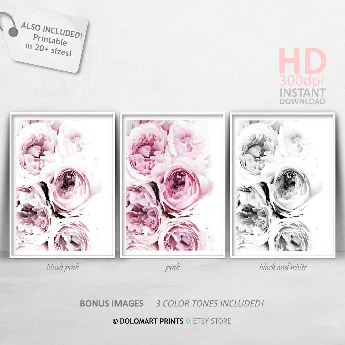 Pink Peonies, Rose Floral Room Decor Art Print - Image 3