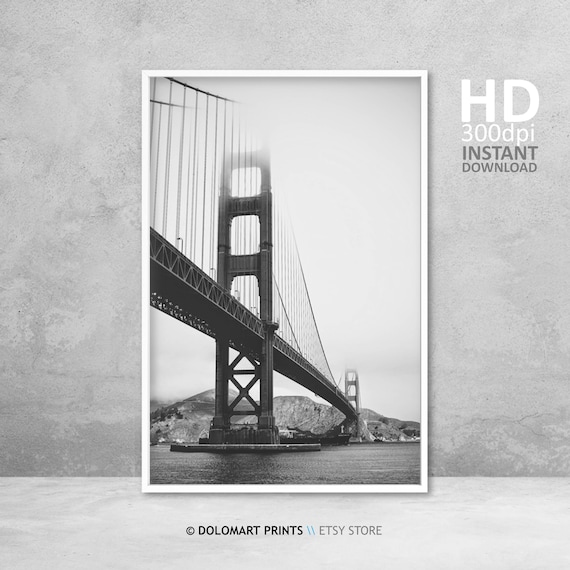 Golden Gate Bridge San Francisco Black and White Art Print