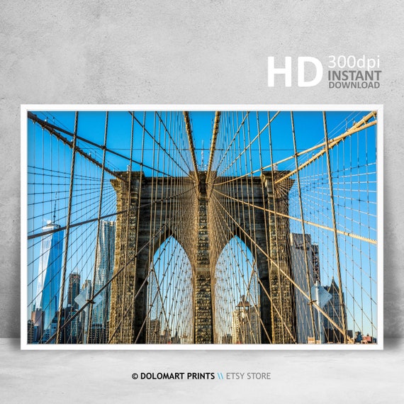 Brooklyn Bridge Horizontal Print New York Landscape Wall Art Modern Minimal Architecture Photography Top Trending Art Print Nyc