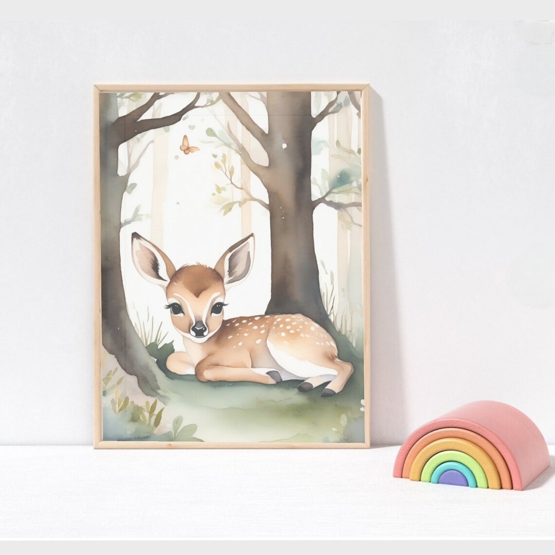 Adorable Baby Goat Watercolor Farm Animal Nursery Kids Poster - Image 2